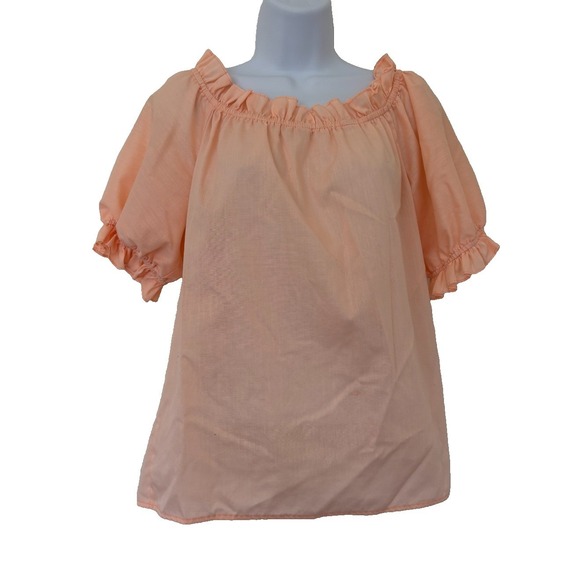 Fashions by Bettye Tops - Vtg Square Dance blouse Bettye Small Peach Puff Sleeves Coquette Ballet Prairie